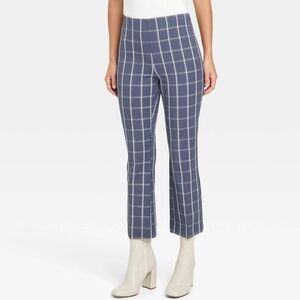 NWT a new day Kick Flare Pants Blue Plaid Ankle Length Size 2